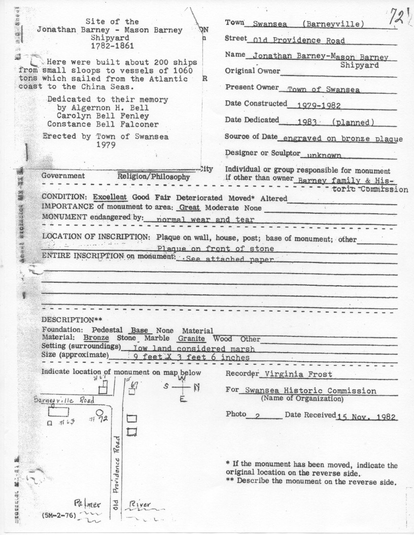 The Barney Shipyard Marker