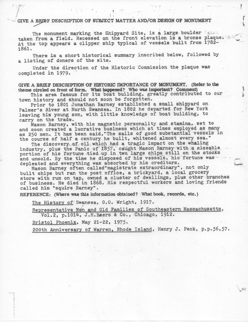 The Barney Shipyard Marker