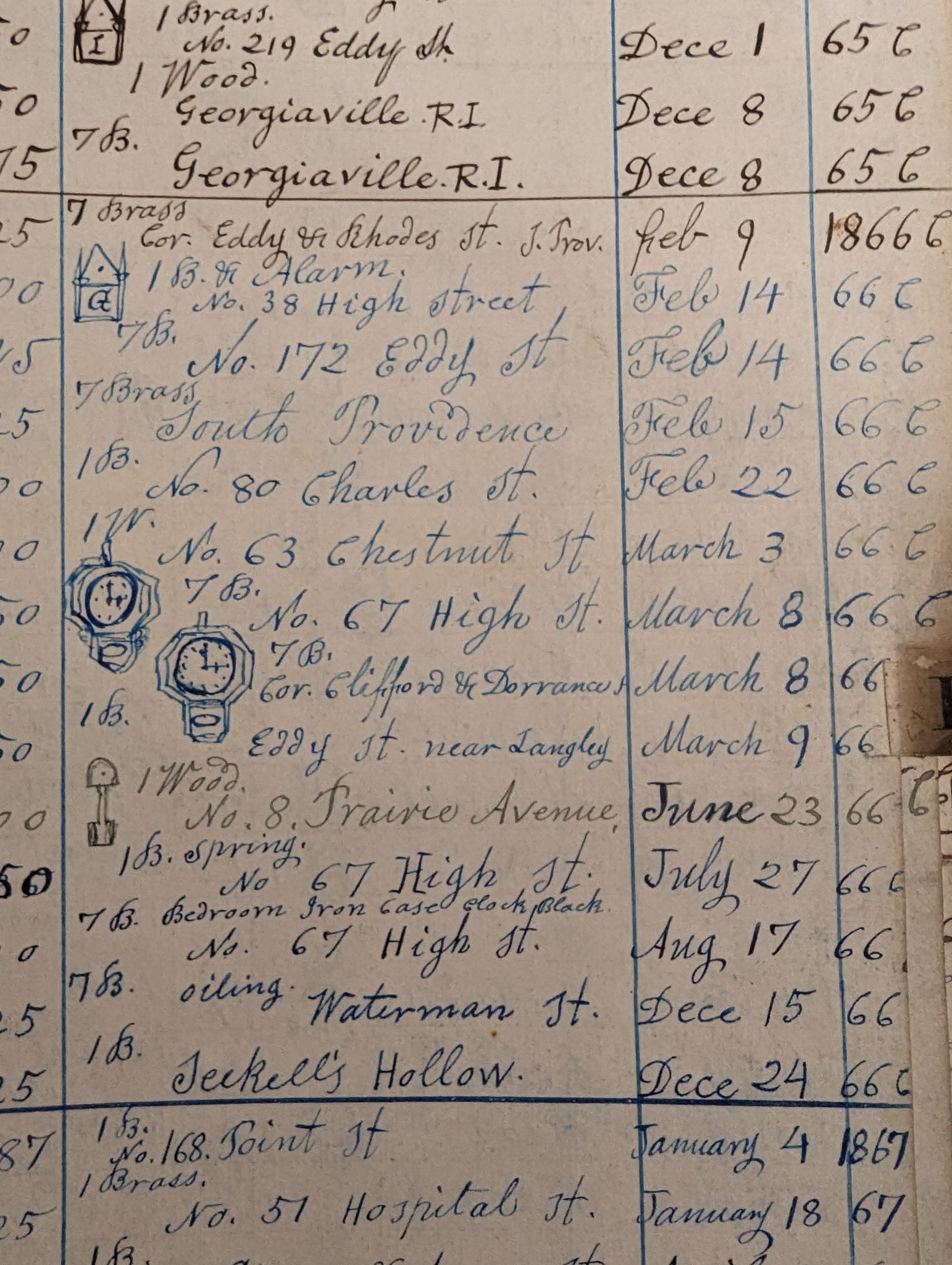 Page from Repair Ledger