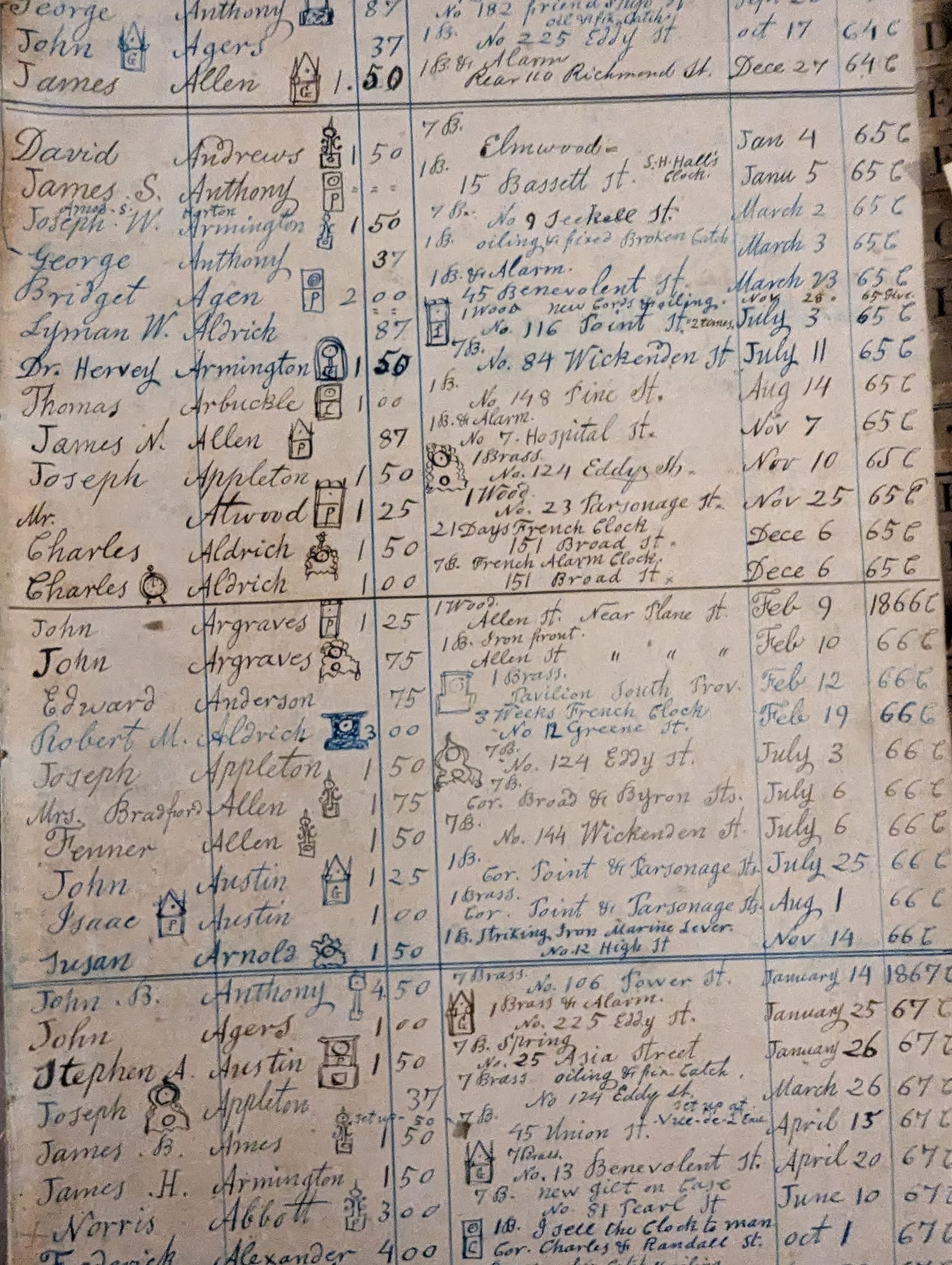 Page from Repair Ledger