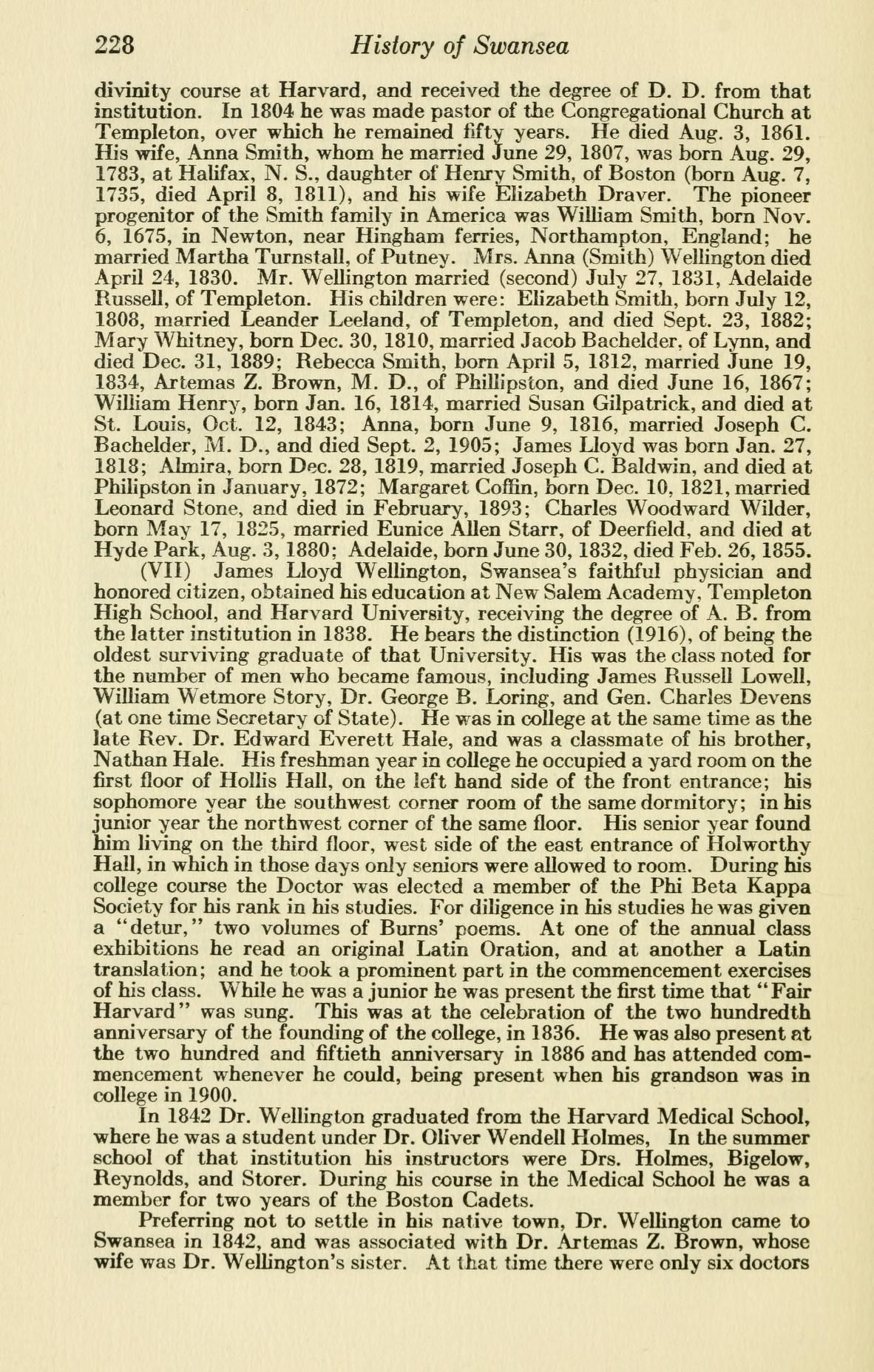 from the History of Swansea MA