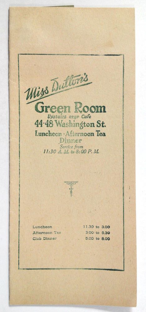 Flora Dutton's Green Room Menu